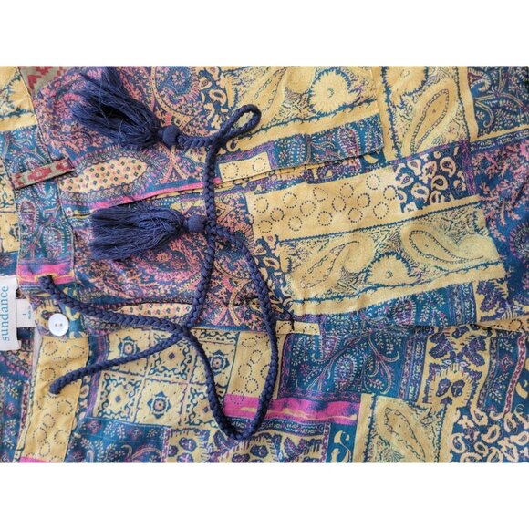 Sundance Linen Patchwork Womens Kalini Shorts Size L Tassel Boho Beach Festive - Picture 12 of 12